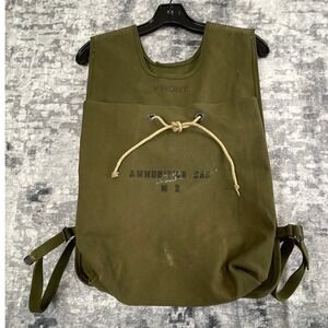 Authentic WWII M2 Ammunition Bag Vest Olive Drab Canvas Mortar Carrier Vintage